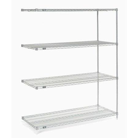 Nexel Poly-Z-Brite 5 Tier Wire Shelving Add-On Unit, 54W x 21D x 74H A21547Z5